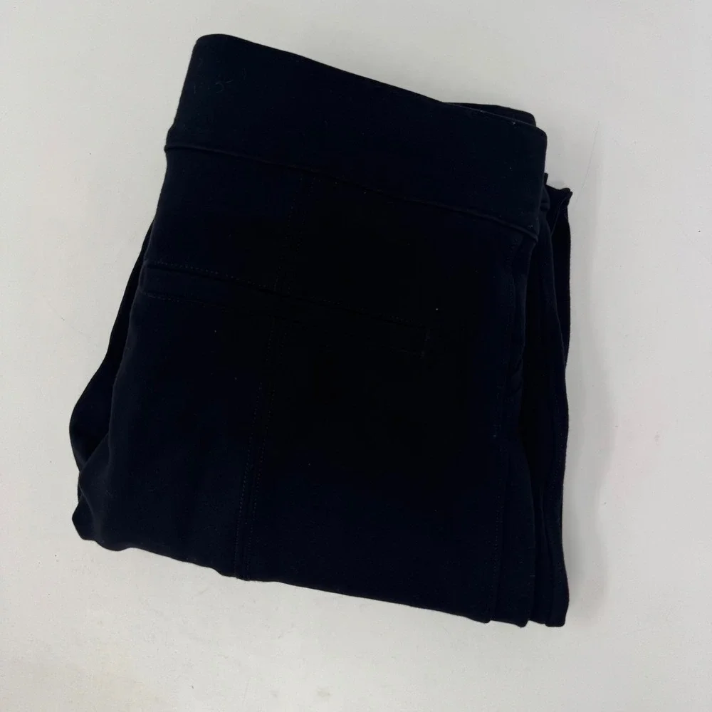 Spanx The Perfect Pant Women Small Black Cropped Skinny High Rise Ponte Slit Hem